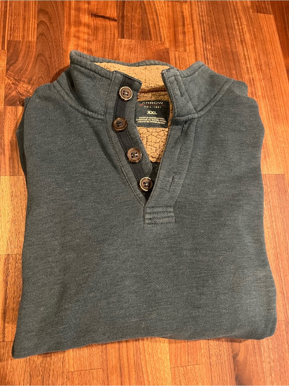 Arrow Men's Blue Sherpa-Lined Button Henley Pullover